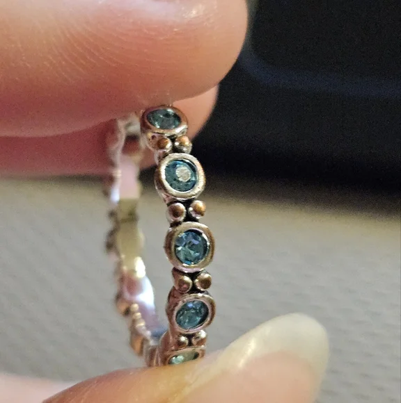 Blue Topez Silver Plated Ring - Picture 3 of 3